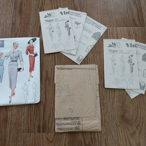 Vogue 2402 Sewing Pattern Dress & Jacket FRENCH ENGLISH UNCUT Size 6 8 10 - Picture 11 of 15
